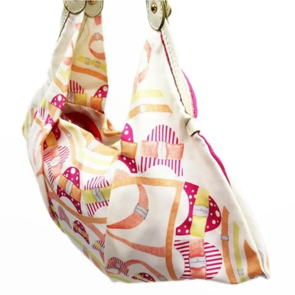 Salvatore Ferragamo Pink and White Satin Shoulder Bag - Picture 3 of 17